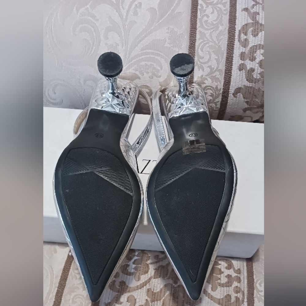 Mira Azzurra Elegant Silver Women's Shoes with Embellishments Sz 42. 9.5M - Picture 5 of 8
